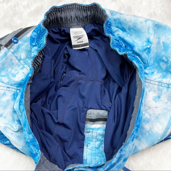 Speedo Blue Palm Clouds Swim Trunks 8” Size M - Picture 7 of 12